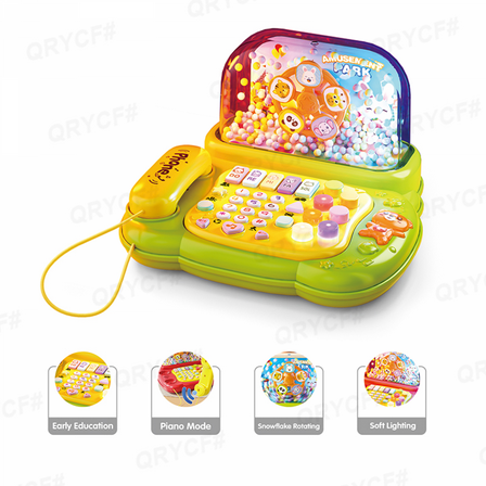 Kids Phone & Electric Piano Toy Set with Lights Music, Early Education Musical Toys for Toddlers Christmas Birthday Gifts(Green)