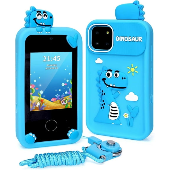 Kids Phone for kid with Dual Camera, Toddler Educationl Kids Smart Phone for Age 3-8, Dinosar Travel Toys for Toddler Birthday Gifts for 3 4 5 6 7 8 Years Old Girls