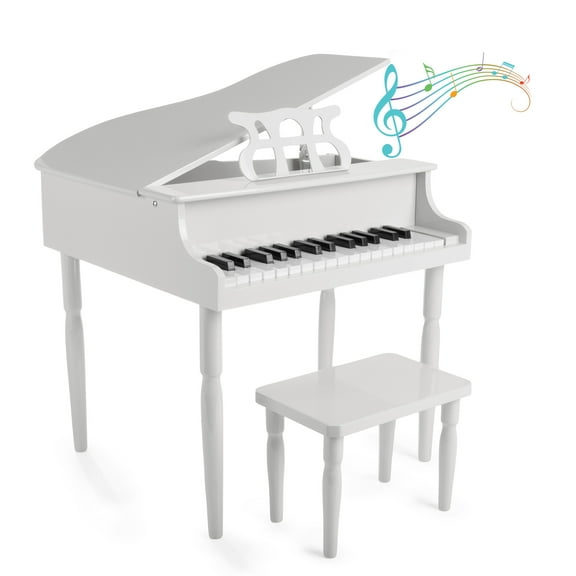 Hey Play Kids Piano - 30 Key Mini Grand Piano with Music Stand and Bench