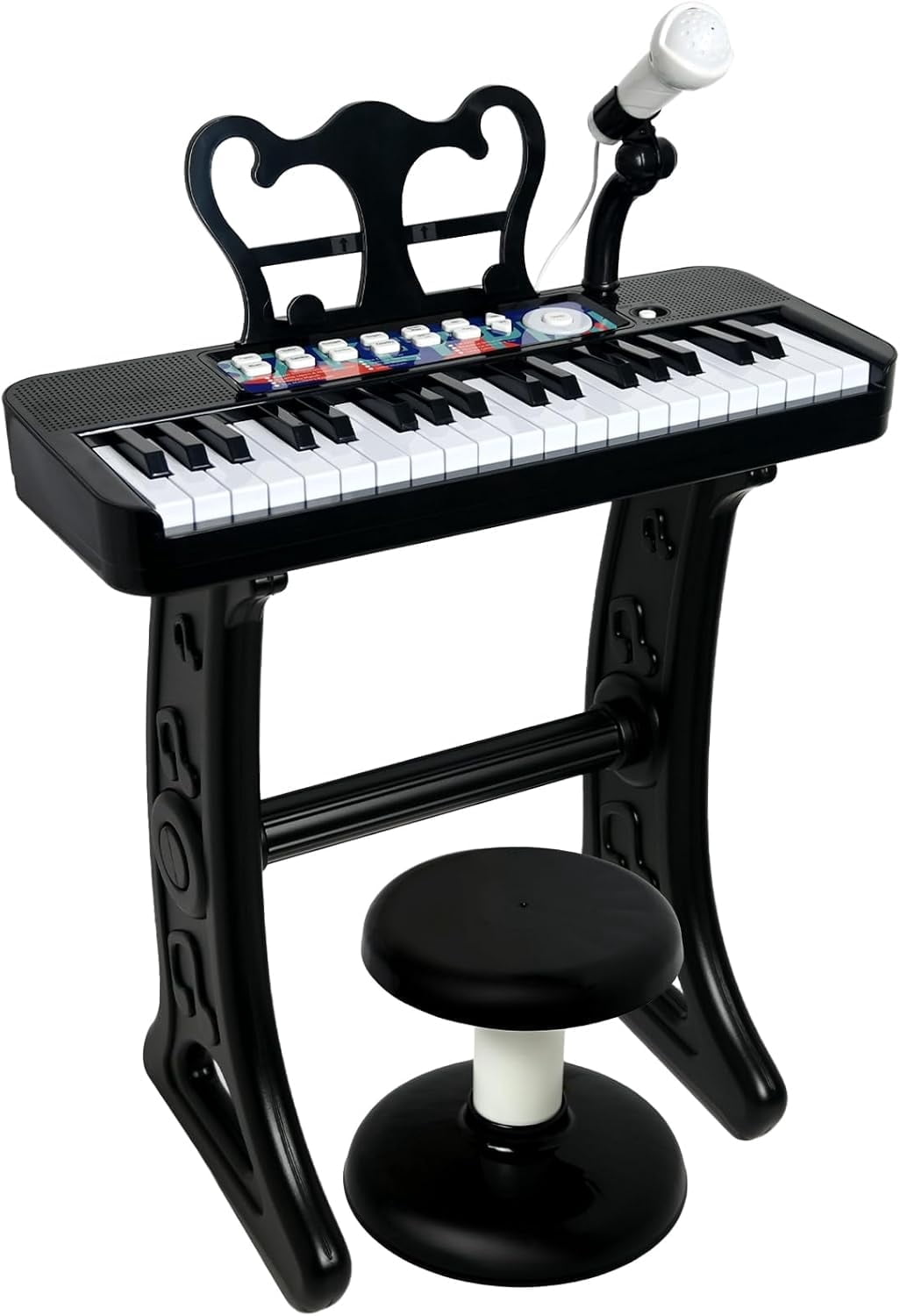 Kids Piano Keyboard Toy with Microphone, Stool & Speakers - 37-Key Electronic Musical Instrument for Toddlers, Birthday Christmas Gift for Ages 3-7