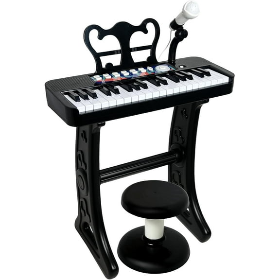 Kids Piano Keyboard Toy with Microphone, Stool & Speakers - 37-Key Electronic Musical Instrument for Toddlers, Birthday Christmas Gift for Ages 3-7