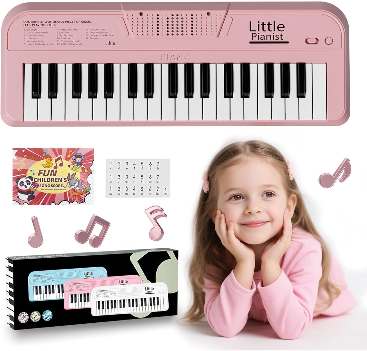 First Birthday Gifts For Girls Age 1 3 37 Keys Pink Piano Keyboard Toy