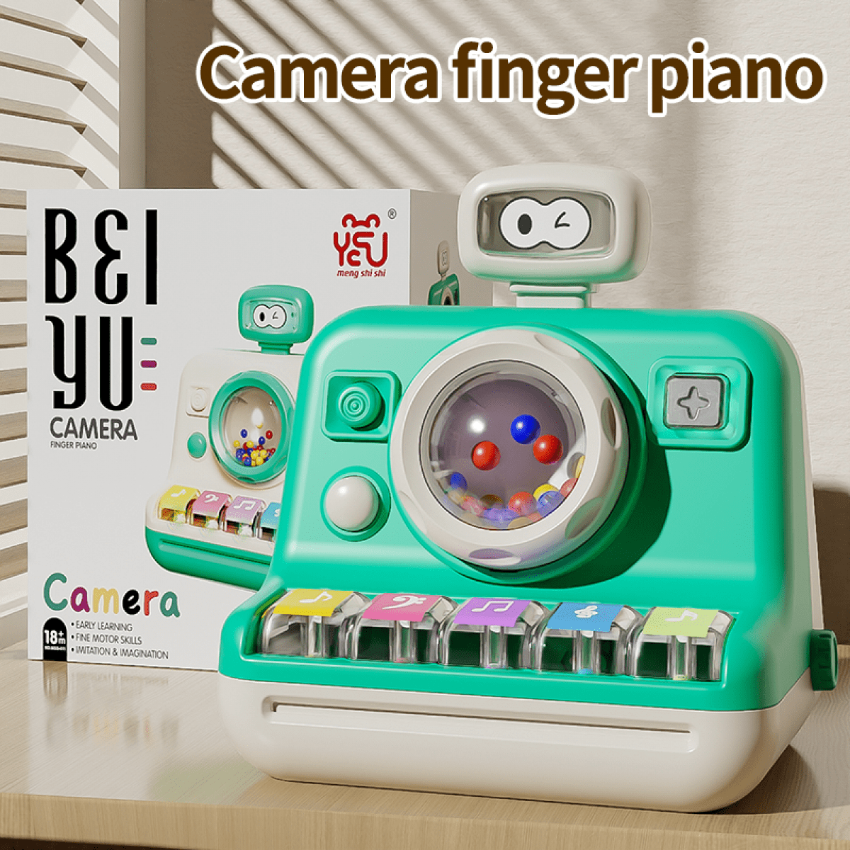 Kids Piano Musical Instruments Toys Camera Themed Interactive Toys with Lights for Toddlers Tummy Time & Christmas Birthday Gifts(Green)