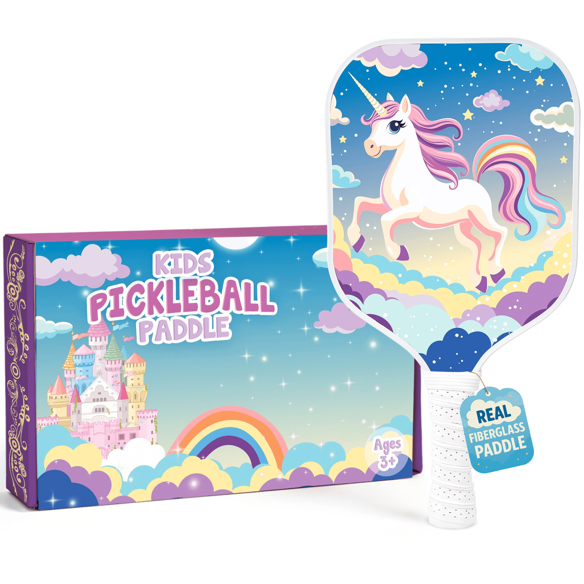 Kids Pickleball Paddle – Unicorn Design for Ages 3–12 | Lightweight 0.37 lb Fiberglass Paddle with Small Grip | Beginner-Friendly Paddle for Girls & Toddlers