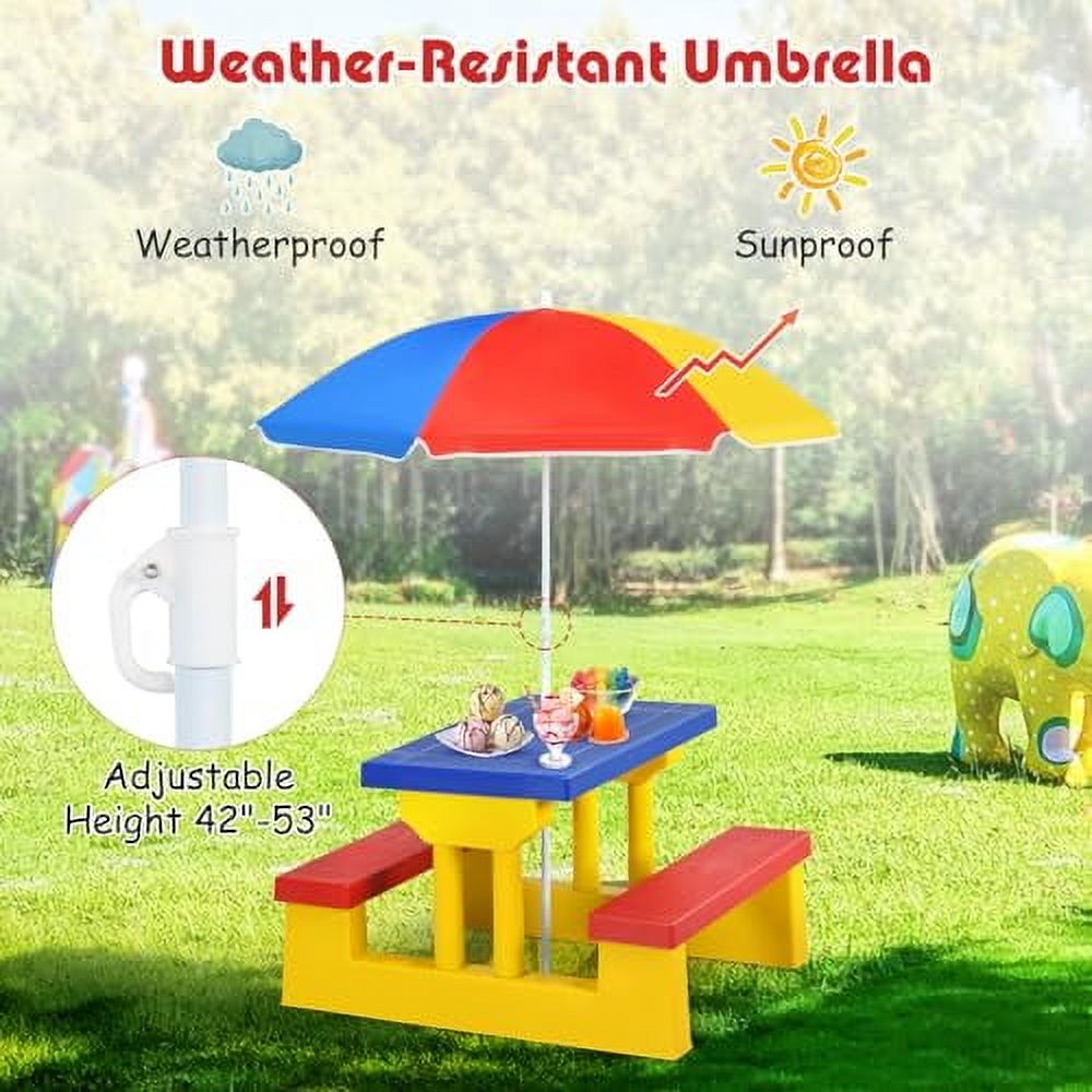 Kids Picnic Table, Toddler Picnic Table with Removable & Foldable ...