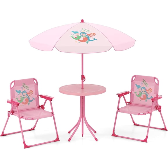 Infans Kids Picnic Table Set W/Removable Umbrella Indoor Outdoor Garden ...