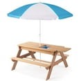 thumbnail image 1 of Kids Picnic Table with Umbrella, Outdoor Kids Picnic Table, Wooden Convertible Picnic Table for Sand & Water Play, Toddler Picnic Table, 1 of 7
