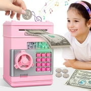 Kids Piggy Bank for Girls - Toys for 5 6 7 8 9 10 Year Old Girl Birthday Gifts - Electronic Piggy Bank ATM Machine Money Safe for Kids Toys Age 6-8-10