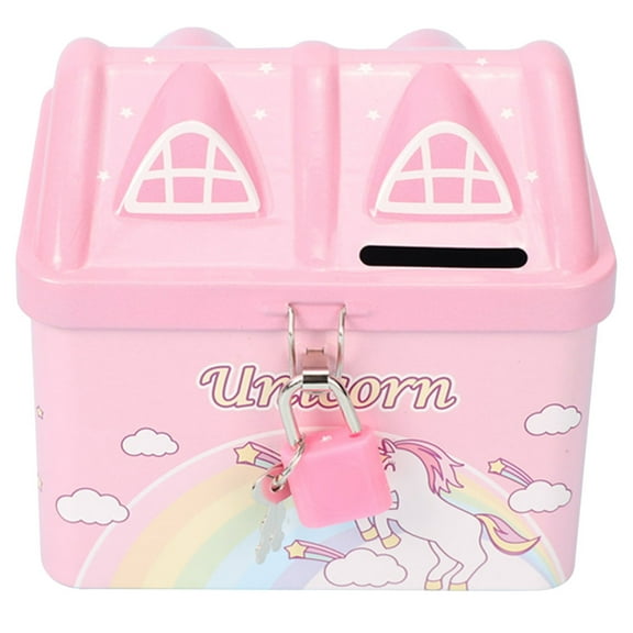 Kids Piggy Bank Metal House Piggy Bank Girl Piggy Bank House Shaped Money Saving Bank with Lock