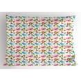 thumbnail image 1 of Kids Pillow Sham Blue and Pink Birds Butterflies Hearts and Flowers Lovely Nature Theme Cheery Pattern, Decorative Standard King Size Printed Pillowcase, 36 X 20 Inches, Multicolor, by Ambesonne, 1 of 2