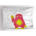 thumbnail image 1 of Kids Pillow Sham Funny Smart Monster Doing Math on Wall Science Nerds Comic Illustration Pattern, Decorative Standard King Size Printed Pillowcase, 36 X 20 Inches, Pink Yellow White, by Ambesonne, 1 of 2