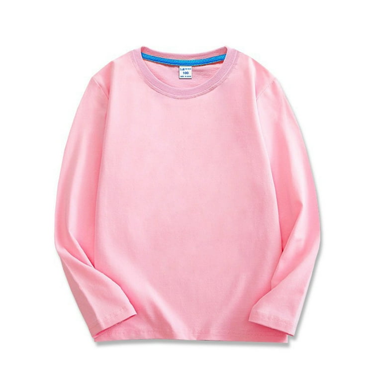 Kids Pink Cotton Thin Pullover Sweatshirt T-Shirt Boys Girls