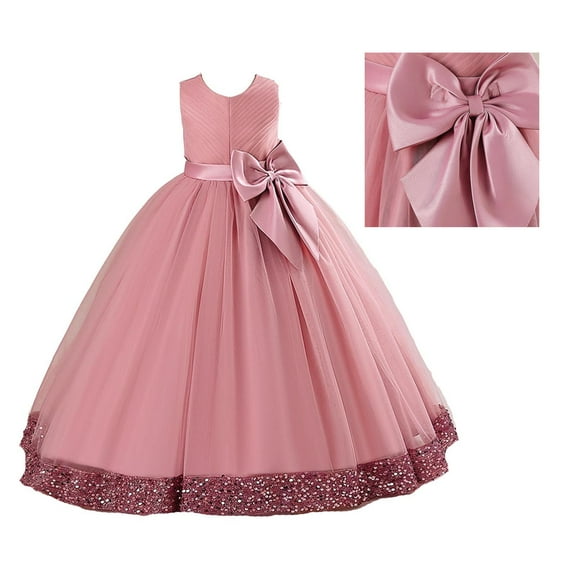 Kids Pink Girls Dress Ruffle Formal Dresses for Girls Long Dresses for Girls Little Girl Dresses 8-10 Years