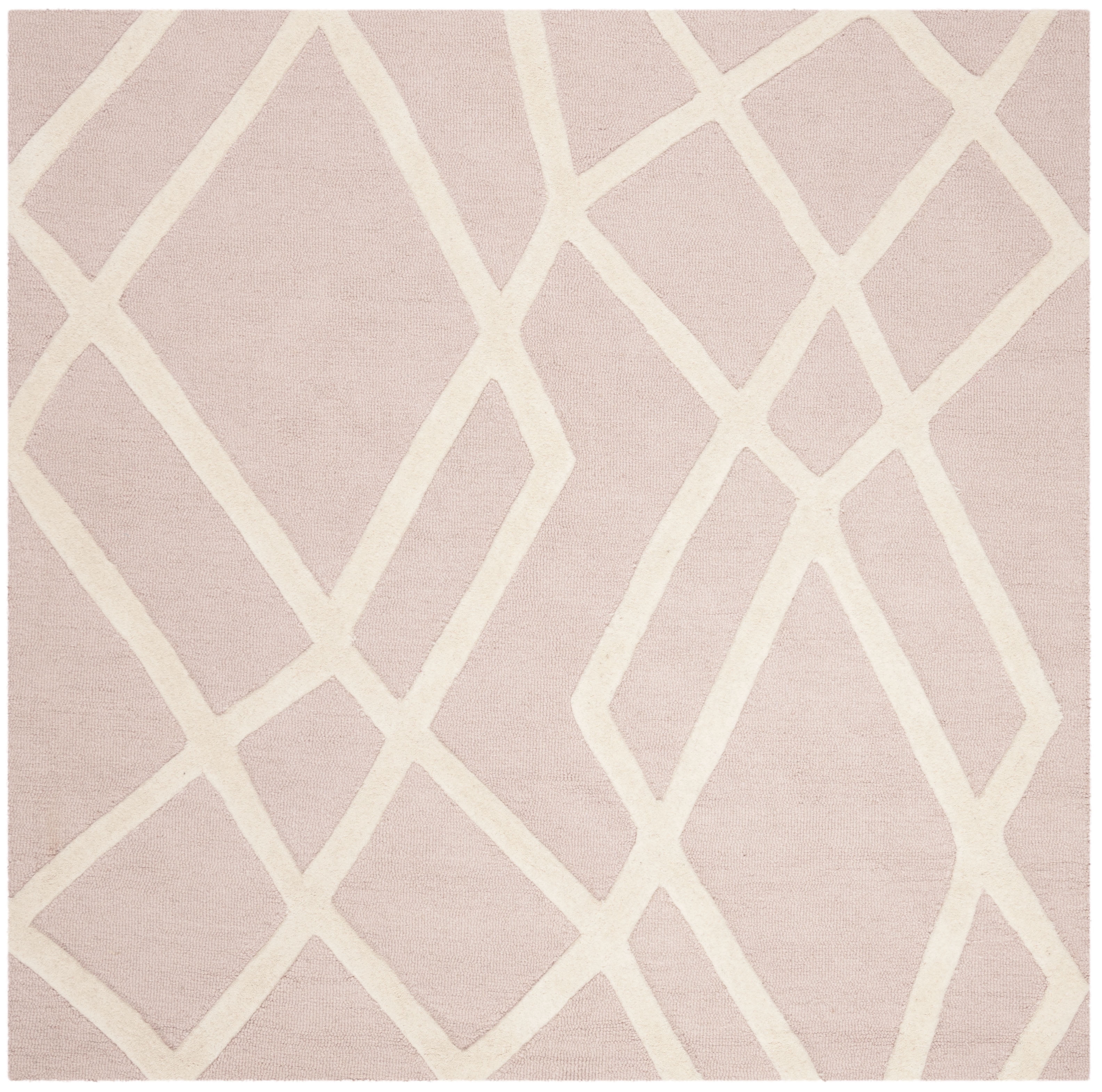 SAFAVIEH Kids Abstract Wool Area Rug, Pink/Ivory, 5' x 5' Square
