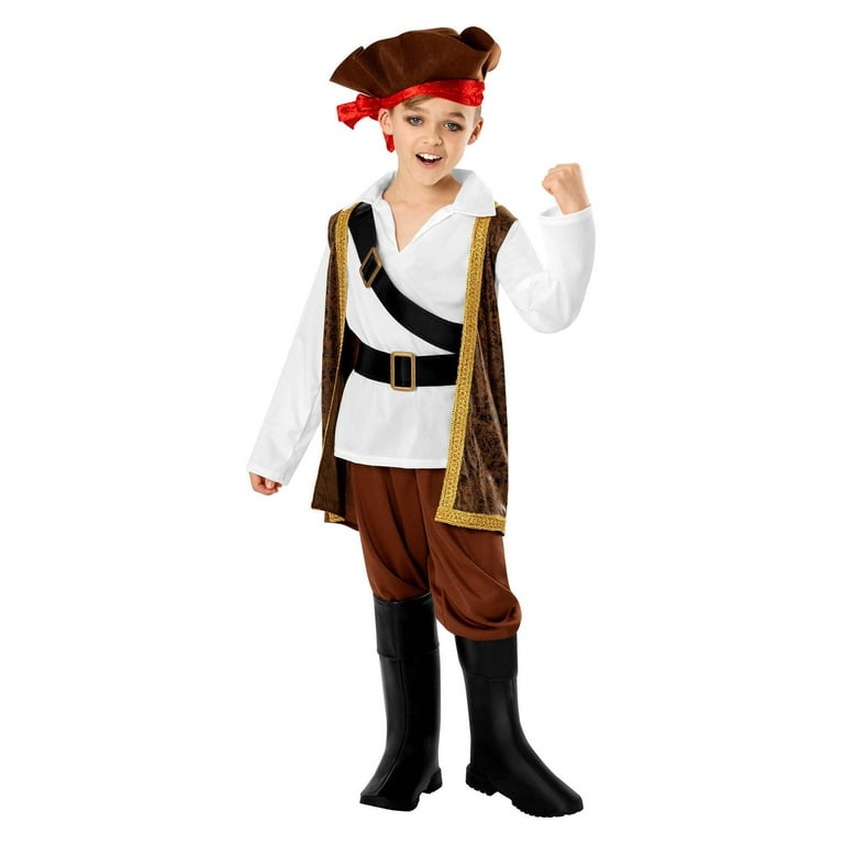 Kids Pirate Costume Hat Vest Boot Covers Belt Trousers Kids Pirate Costume Hat Vest Boot Covers Belt Trousers