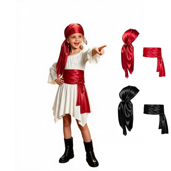 Kids Pirate Headband with Sash Two Piece Set Pirate Costume Cosplay Costume Kids Halloween Costumes