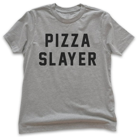 Kids Pizza Slayer T-shirt, Youth Kids Boy Girl T-Shirt, Pizza Shirt, Dark Heather Gray, Small