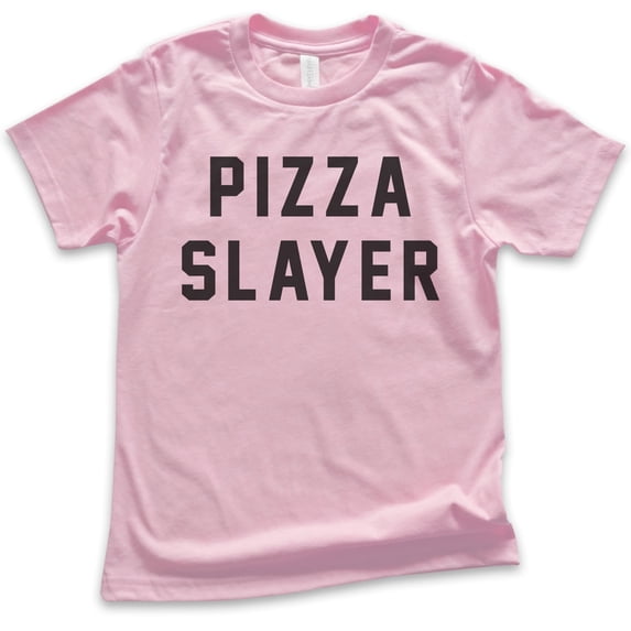 Kids Pizza Slayer T-shirt, Youth Kids Boy Girl T-Shirt, Pizza Shirt, Light Pink, X-Large