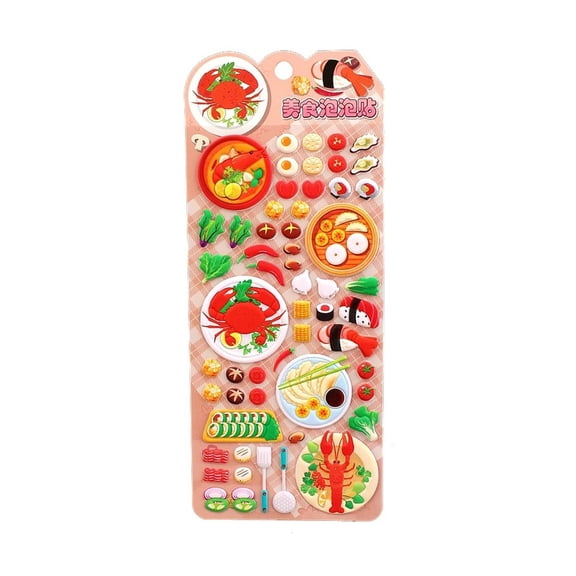Kids Pizza Stickers Textures, & Reusable, Easy Off for School (Ages 3+)