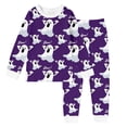 thumbnail image 1 of Kids Pjs Girls Kids Halloween Pajamas Cute Pumpkin Print Long Sleeve Crewneck Tops Soft Toddler Matching Pjs for Kids 3-4 Years, 1 of 4