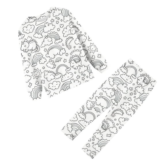 Kids Pjs Set Colorable Pajamas For Kids Long Sleeve Top With Pajamas Pants For Boy And Girl Sleepwears Perfect For Pajama Party 9-10 Years