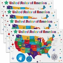 Kids Placemats for Dining Table Educational Table Place Mats Set of 4 Kids American Map Pattern Table Mats Placemat Distribution Map Colorful Placemats 18"x12"