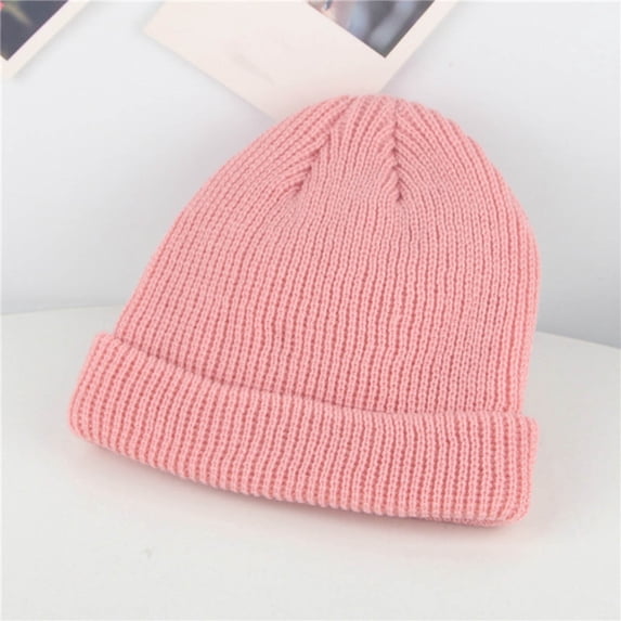 Kids Plain Cuffed Beanie Winter Warm Ribbed Knit Beanie for Toddlers Boys Girls Cold Weather Daily Wear Soft