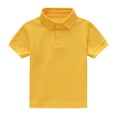 thumbnail image 1 of Kids Plain Polo Shirt Short Sleeve Button Placket Collared Pullover Causal Summer Daily Wear, 1 of 4