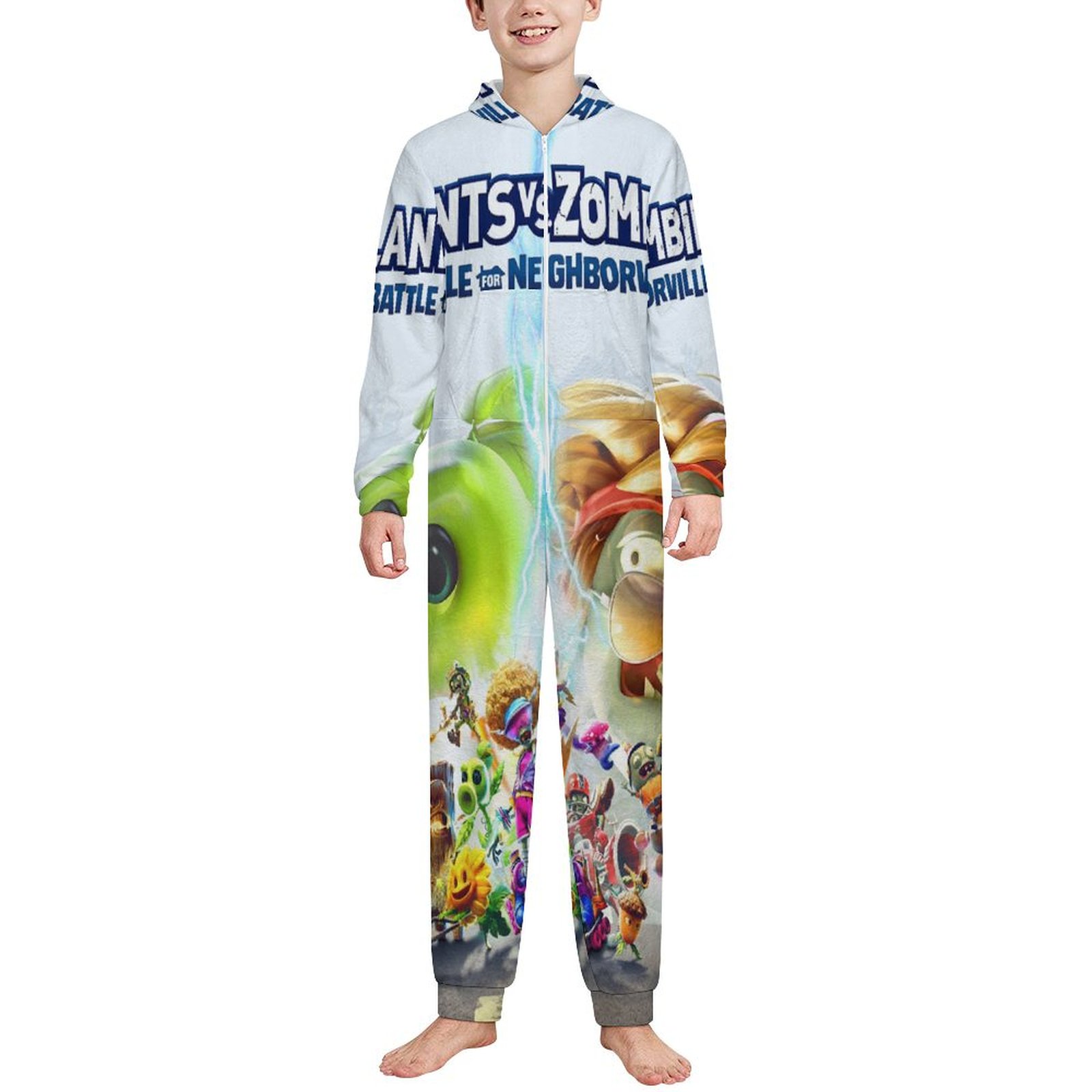 Kids Hooded Onesie Pajamas – Zip-Up Jumpsuit With Pockets, Crystal Fleece | Sizes 4-14 Years | Cute Prints, Perfect For Winter & Holidays