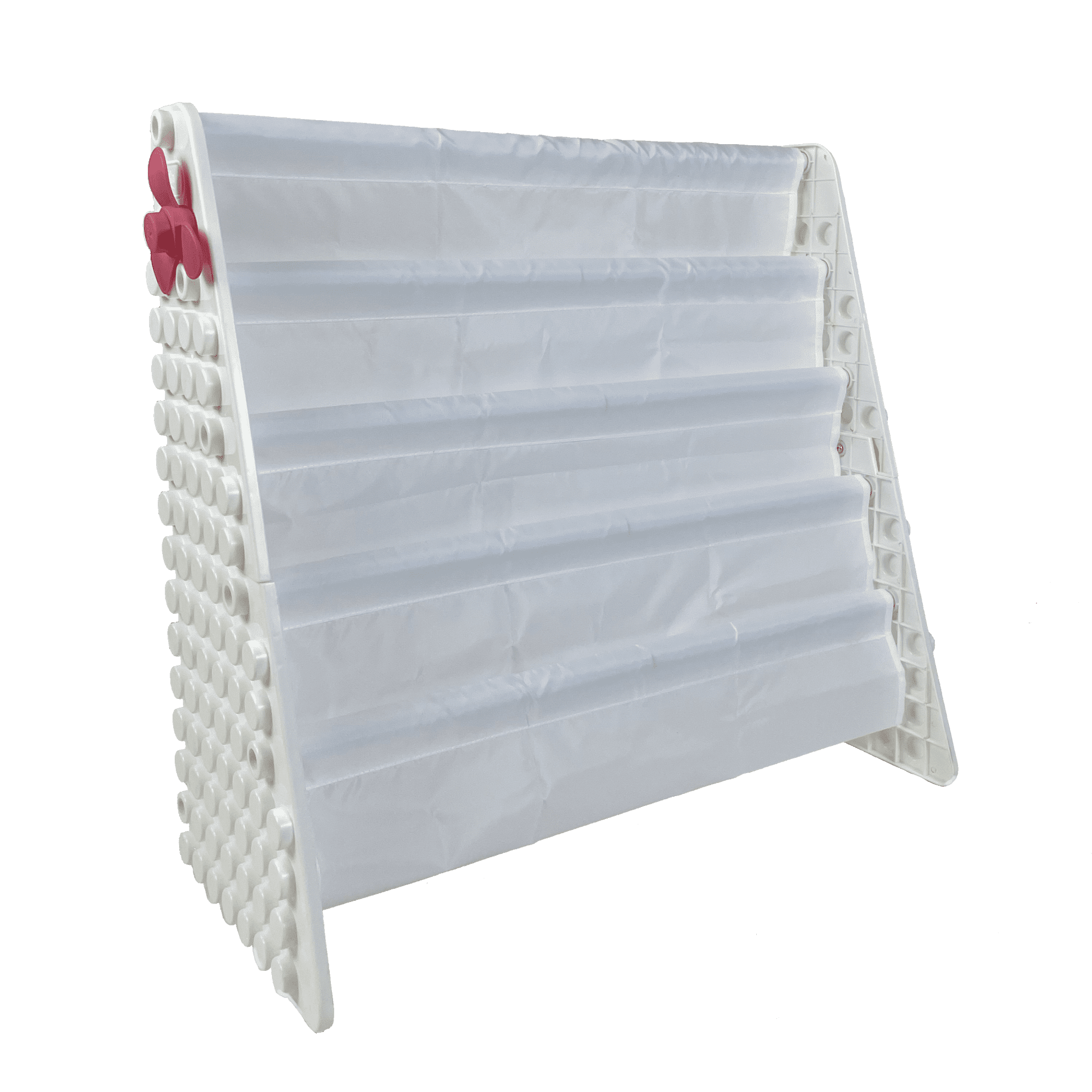 Kids Plastic Bookcase Display Storage Rack, 4 Tier Bookshelf with Stacking Block Play Side