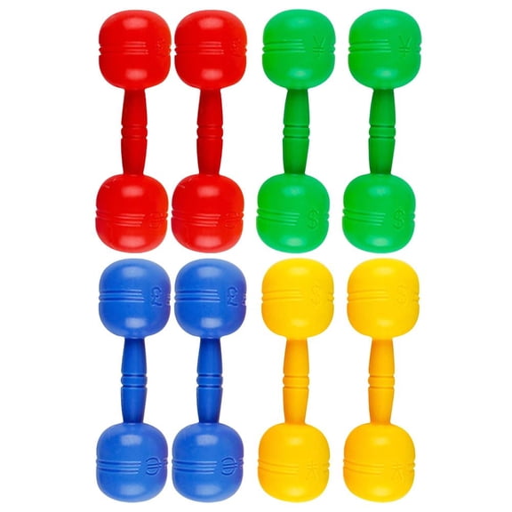 Kids Plastic Fitness Dumbbell Set - Lightweight Hand Weights Exercise Toy for Toddler Gymnastics, Morning Dance, and Indoor PE Training