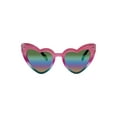 thumbnail image 1 of Kids Plastic Heart Shaped Full Rim Sunglasses with Pink Purple Blue Frames and Rainbow Mirrored Lenses, 1 of 3
