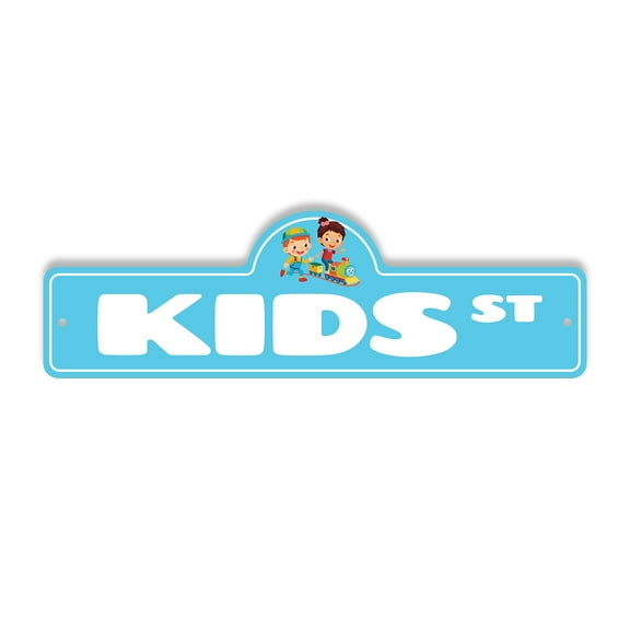 Kids Plastic Street Sign - 7 Inch X 20 Inch Gift Children Fun Play Family Room Decor Humor School Party Energetic Creative Cute