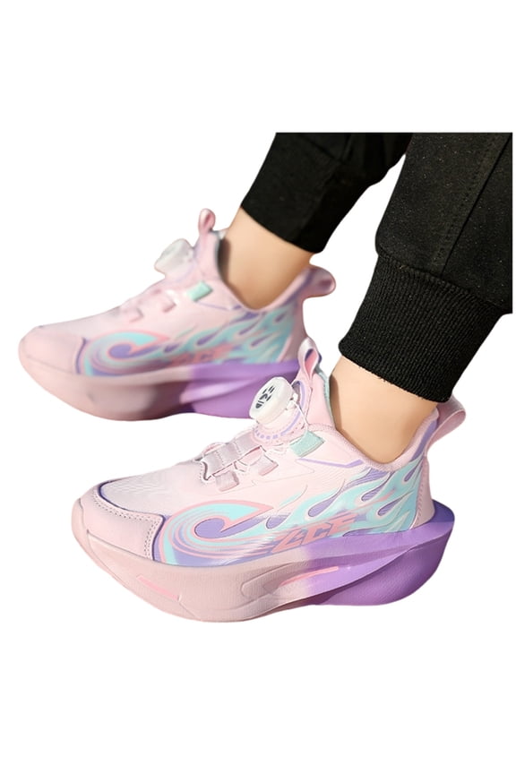 Kids Platform Sneakers Boys Fashion Color Block Cushioning Thick Sole Running Shoes Comfy Arch Support Lightweight Trainers Basketball Shoes Pink 13 Little Kid