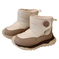 thumbnail image 1 of Kids Platform Snow Boots Boys Girls Waterproof Antislip Hook and Loop Comfy Warm Furry Lined Winter Outdoor Hiking Ankle Booties 11.5 Little Kid Beige, 1 of 5