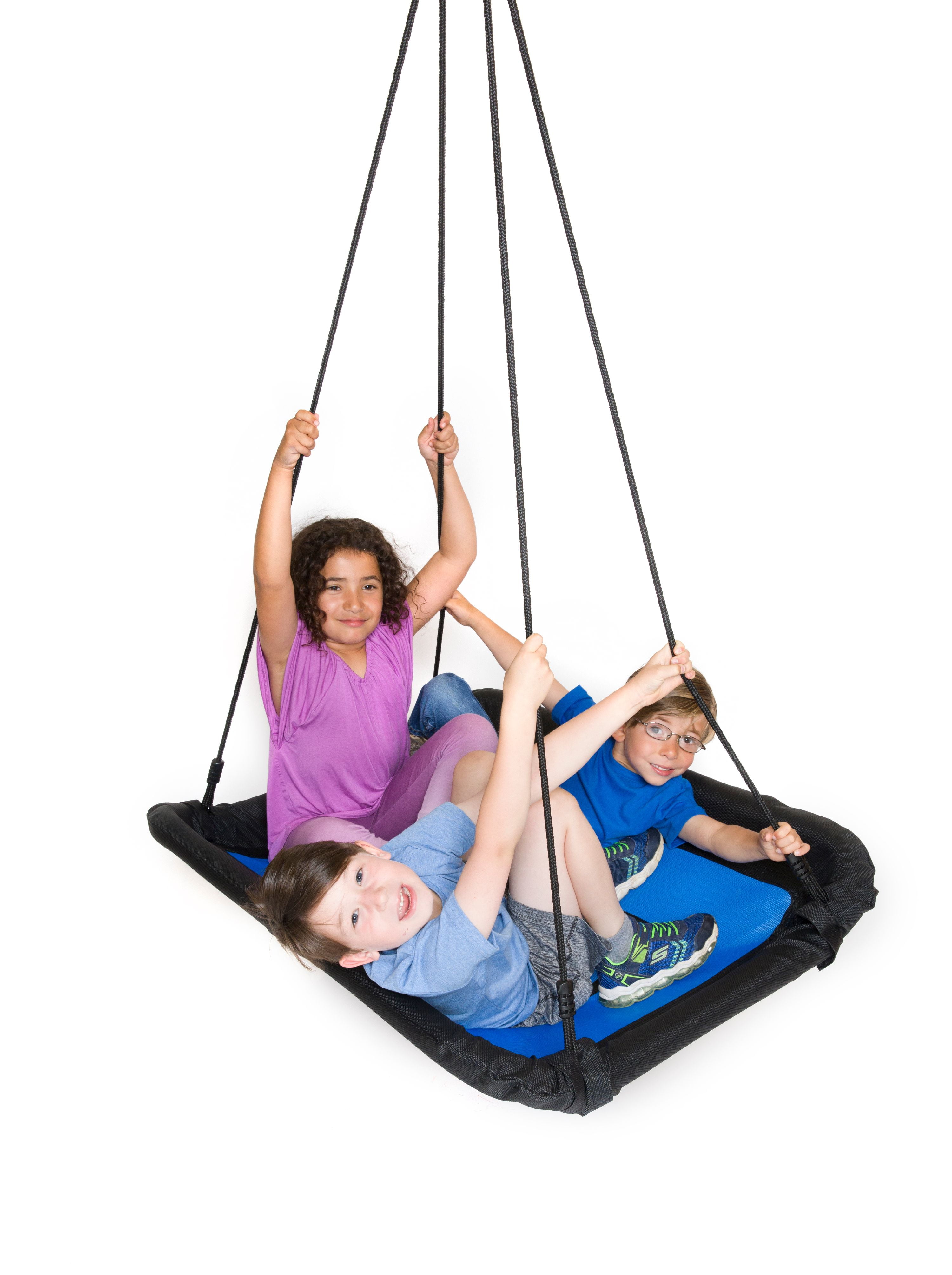 Blue and Black Heavy-Duty Rectangular Platform Swing with Steel Frame
