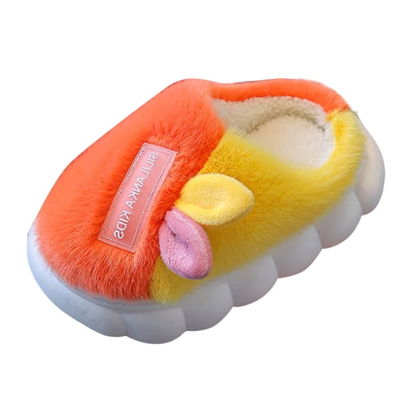 Kids Platform Winter Slippers Small Ear Comfortable Fluffy House Slippers for Boys Girls Indoor Outdoor Non Slip Walking Shoes Red Size 8 Toddler