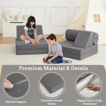 Kids Play Couch,10PCS Child Sectional Sofa,Gray