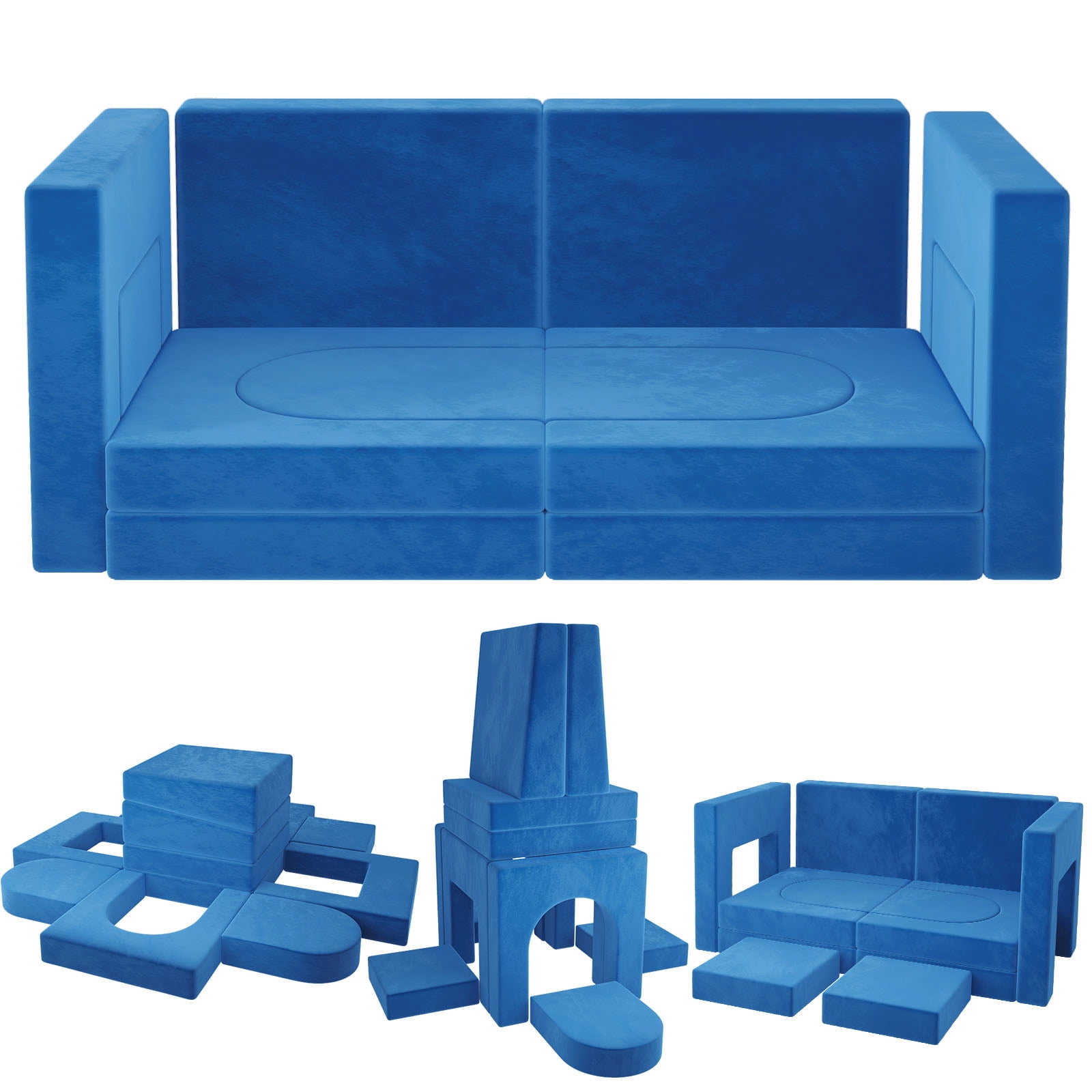 Kids Play Couch 12PCS, Modular Kids Play Sofa, Multifunctional Foam Couch for Bedroom Playroom, Imaginative Convertible Floor Cushion for Boys and Girls
