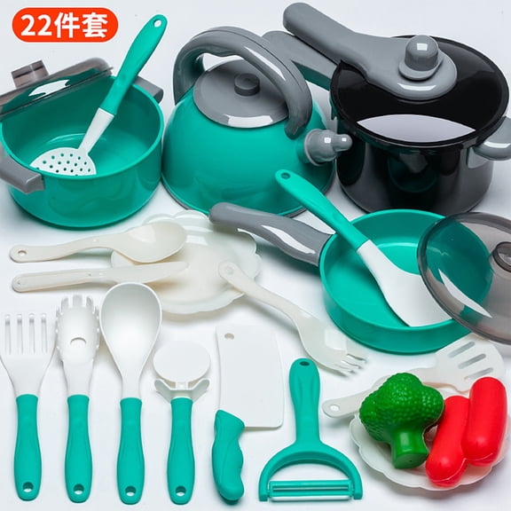 Kids Play Kitchen Accessories - Complete Cooking Toy Set with Pots, Pans & Utensils for Toddlers 1-3, Learning Educational Pretend Play Gift for Girls, 22PC