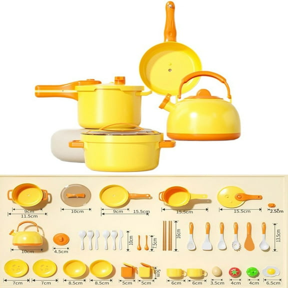 Kids Play Kitchen Toy Set, Pretend Cooking with Pots Pans Utensils, 38-Piece Role Play Accessories, Educational Chef Experience, Safe Durable Plastic