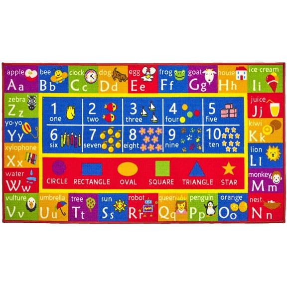 Kids Play Mat Alphabet ABC Numbers Shapes Educational Large Area Rug 32" x 60"