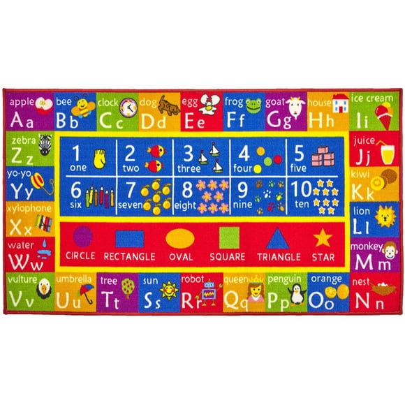 Kids Play Mat Alphabet ABC Numbers Shapes Educational Large Area Rug 32" x 60"