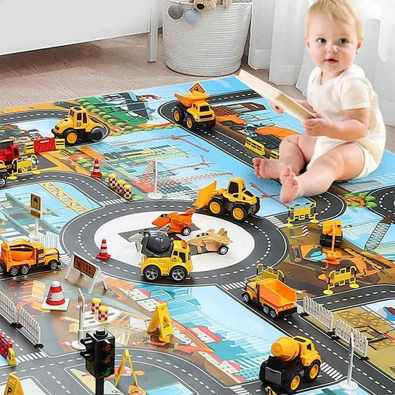 Kids Play Mat Rug Carpet Children's Toy Play Mat Road Traffic System Parking Lot Map Children's Educational Playmat 130x 100CM