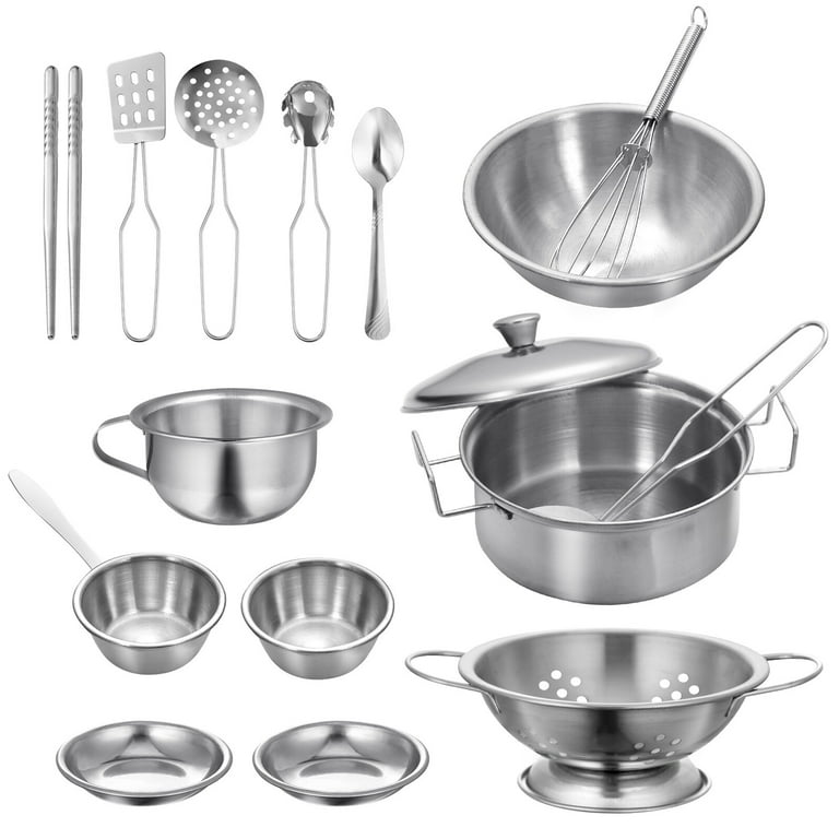 Kids Play Pots Pans Kitchen Pretend Toys Cooking Utensils Stainless Steel Cookware Pots and Pans Set for Kids Girls Boys Toddlers Walmart