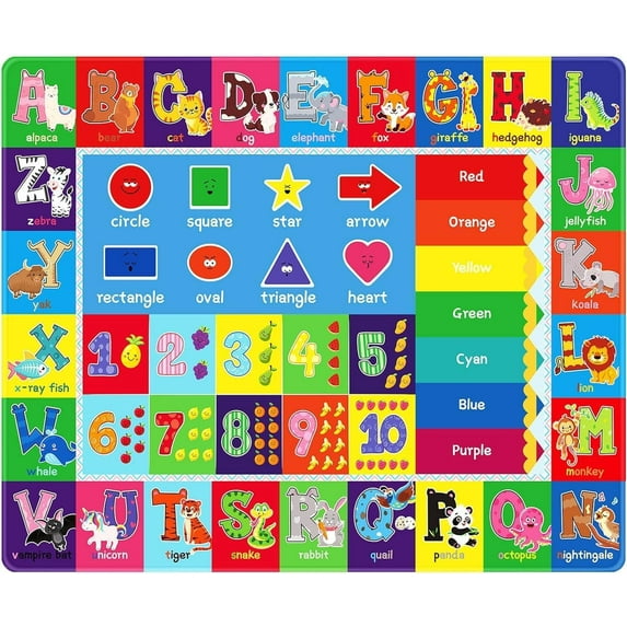 Kids Play Rug for Playroom, Kids Play Mat ABC Educational Area Rug, Toddler Baby Playroom Mat, Alphabet Animal Soft Non-Slip Kids Rug Carpet for Boy Girl Bedroom 47.2X31.5 INCH,Blue