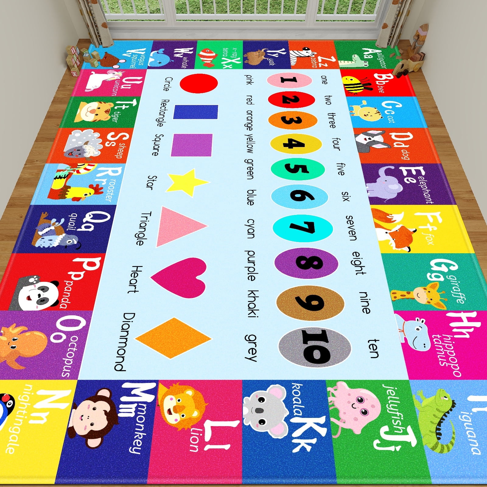 Kids Play Rug Playtime Collection ABC Alphabet, Numbers, Shapes,Animal ...