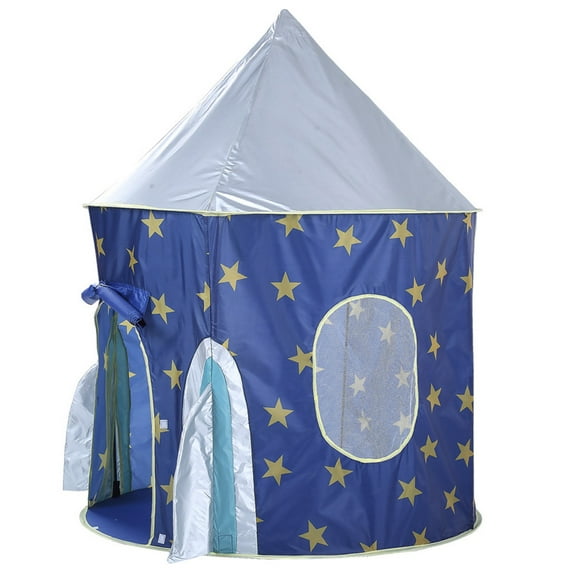 Kids Play Tent - Foldable Baby Toy House With Starry Rocket Castle Design, Indoor Outdoor Play Space For Toddlers, Easy Setup & Storage - For Boys Girls, Playroom Bedroom Backyard