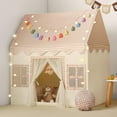 thumbnail image 1 of Kids Play Tent Indoor: with Brown Checkered, Mat, Rainbow Tissue Garland, Star Lights - Toddler Girl Tent Indoor Playhouse for Toddlers Kids Toys for Boy Girl Birthday Gift for Kids, 1 of 7