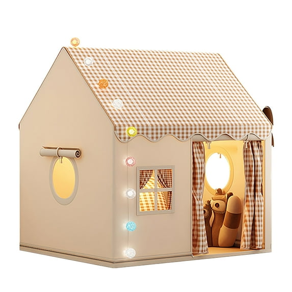 Kids Play Tent with Non-Slip Mat, Star Lights, Decorating Flag, Machine Washable Large Playhouse, Indoor and Outdoor Play Tent for Kids, 47" x 40" x 52"